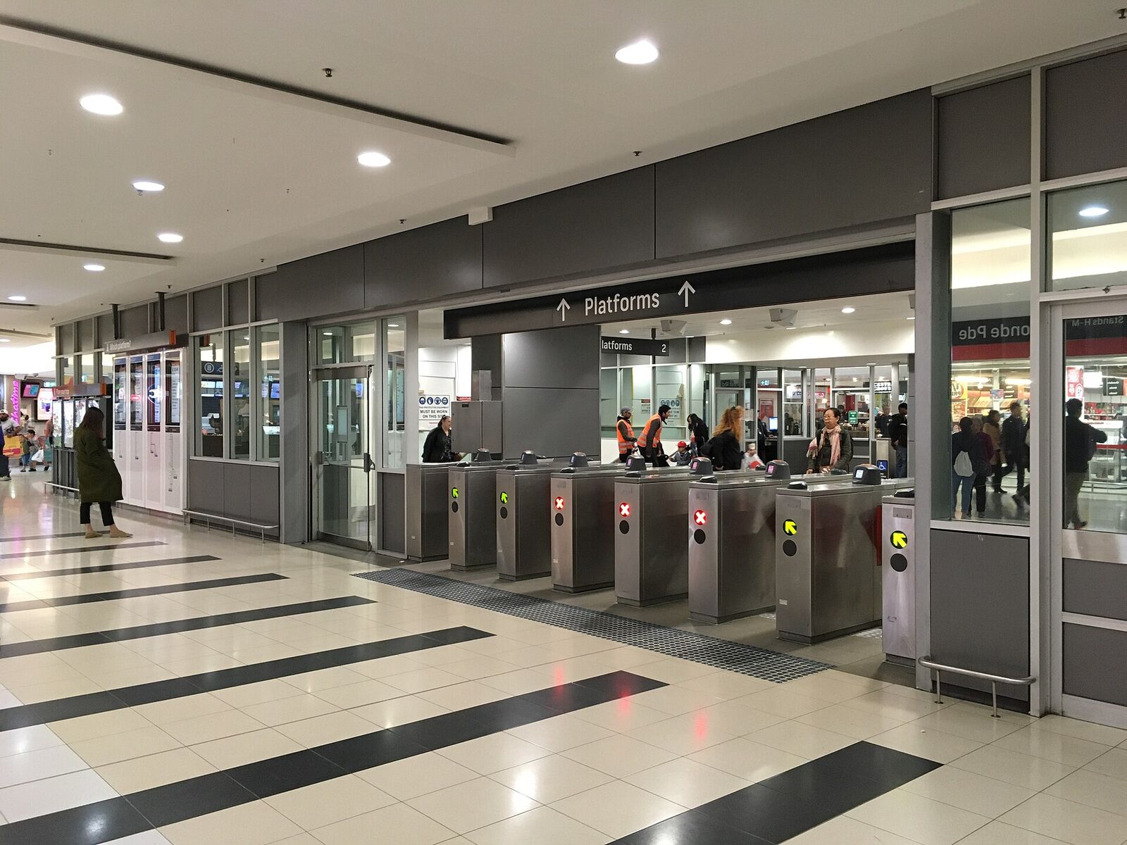 Ticket gates and concourse at the western entrance to Hurstville railway station