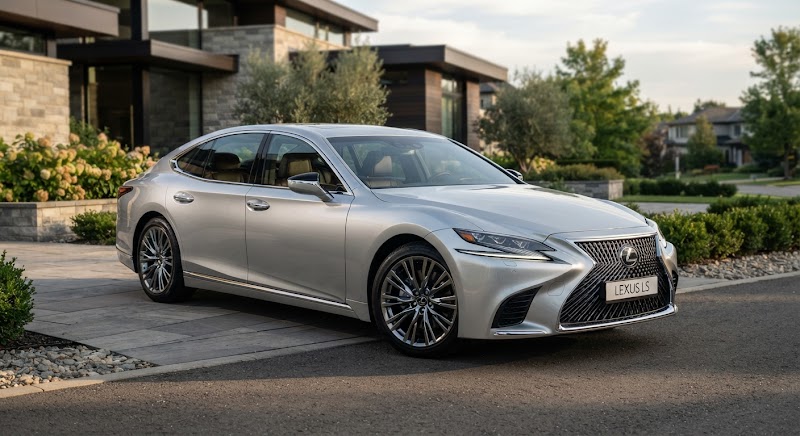 Silver Lexus sedan taxi