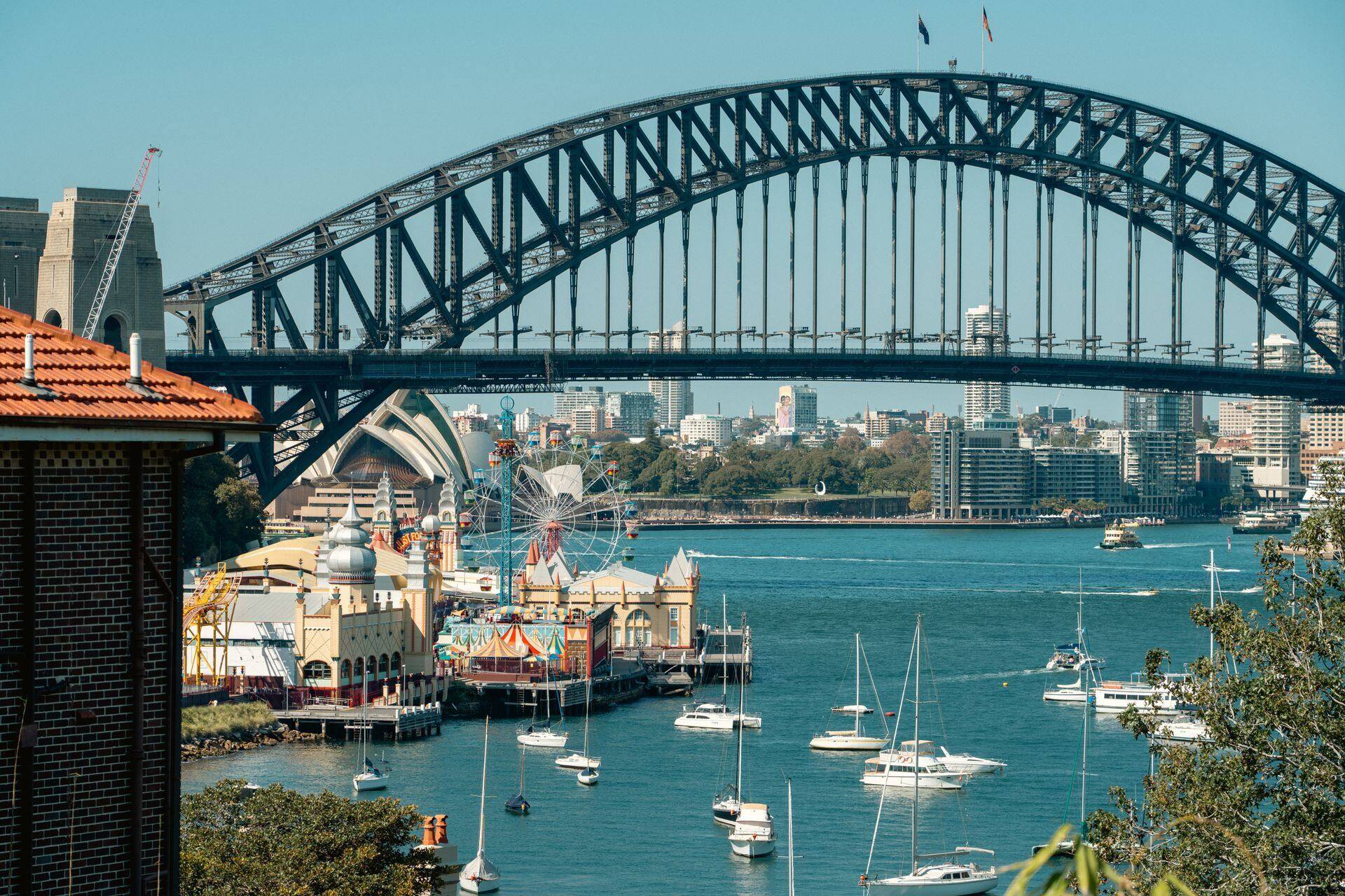 Luna Park and the Sydney Harbour Bridge across Lavender Bay