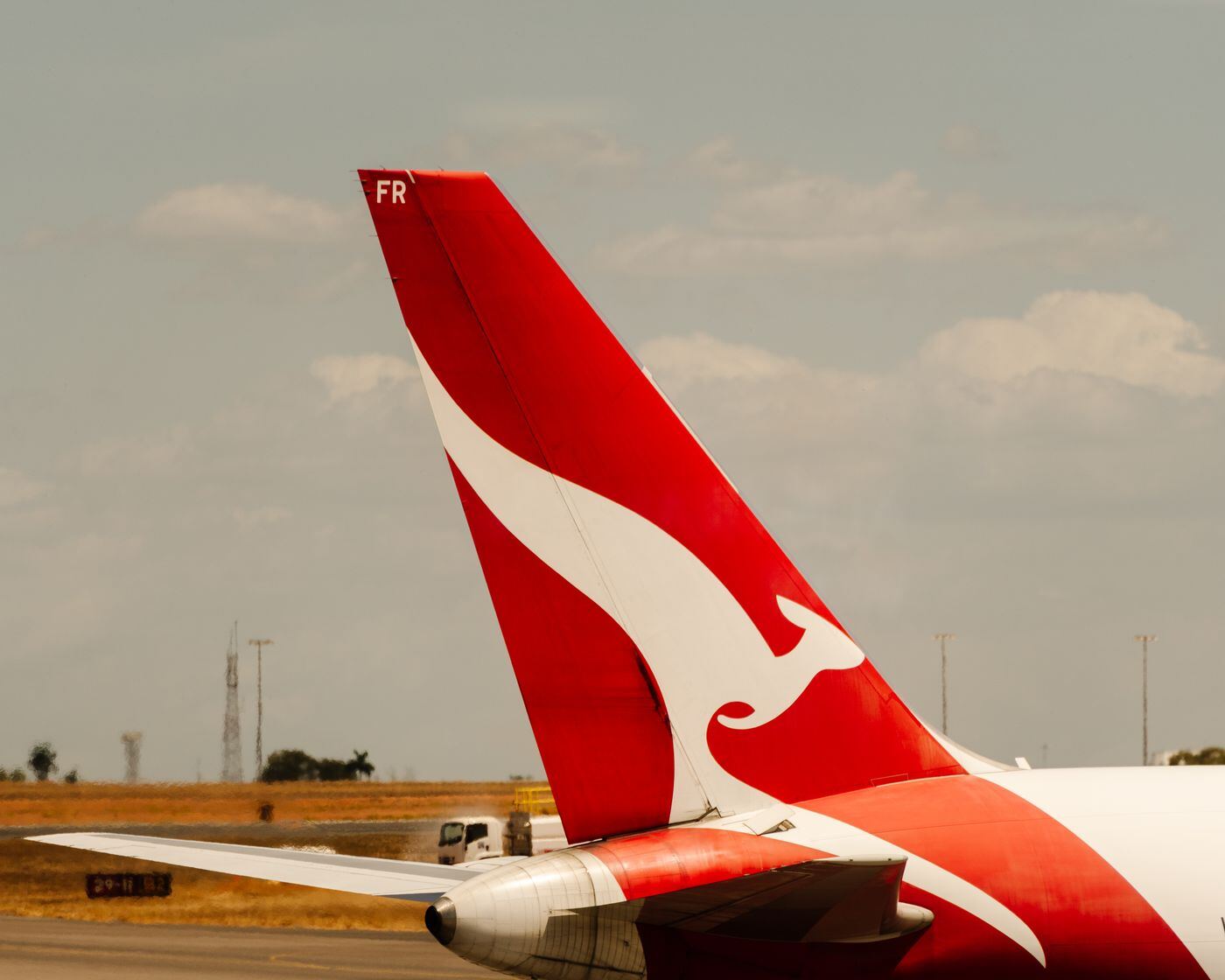 Qantas tail fin at an Australian airport
